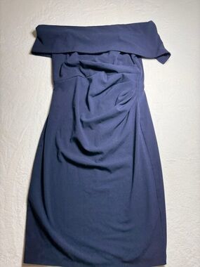 Vince Camuto Navy Off Shoulders Sheath Dress